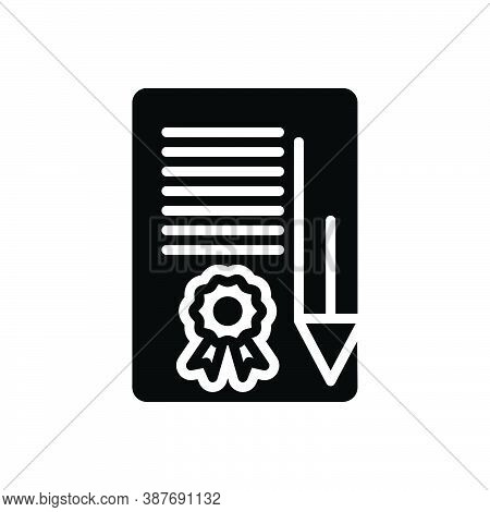 Black Solid Icon For Bond Certificate Securities Contract Agreement Appendage Guarantee Paperwork In