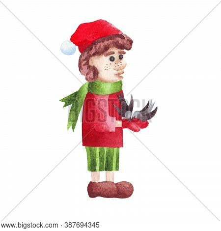 Santa Clauss Helper Takes Care Of The Birds