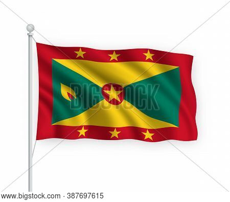 3d Waving Flag Grenada Isolated On White Background.