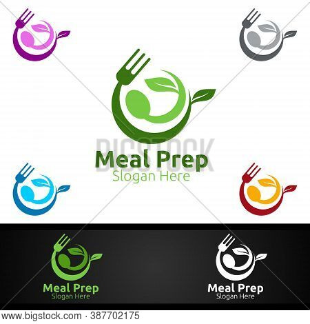 Meal Prep Healthy Food Logo For Restaurant, Cafe Or Online Catering Delivery