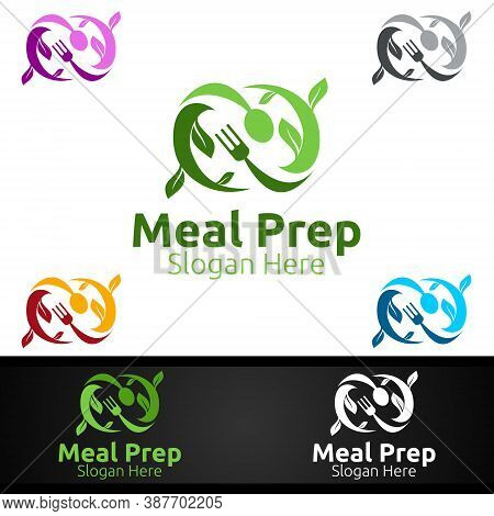 Meal Prep Healthy Food Logo For Restaurant, Cafe Or Online Catering Delivery
