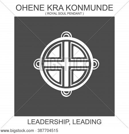 Vector Icon With African Adinkra Symbol Ohene Kra Konmunde. Symbol Of Leadership And Leading