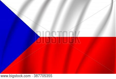 Realistic Waving Flag Of The Chech Republic. Fabric Textured Flowing Flag,vector Eps10
