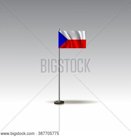 Desktop Flag Vector Image. National Czech Repuplic Flag Isolated On Gray Background. Eps10