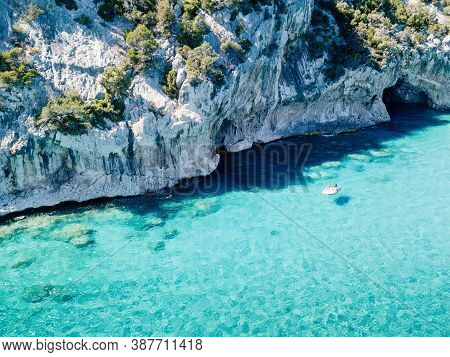Cala Luna, Coastline And Caves With Turquoise Sea Water, Orosei Gulf, Sardinia. Italy