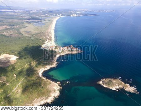 Aerial View Of Snake Island At Arkutino Region, Burgas Region, Bulgaria