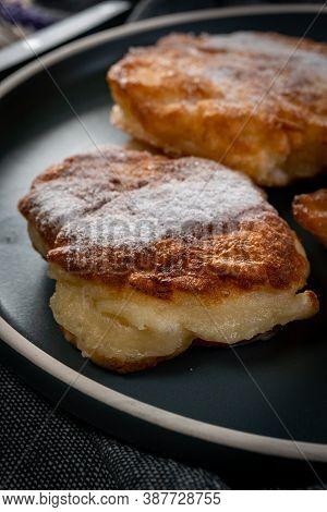 Sweet Pancakes Made Of Apple, Milk And Flour (racuchy)
