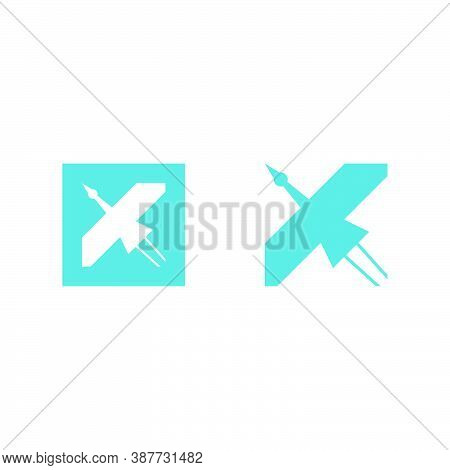 Geometric Shaped Logo Of A Flying Crane Inside A Square