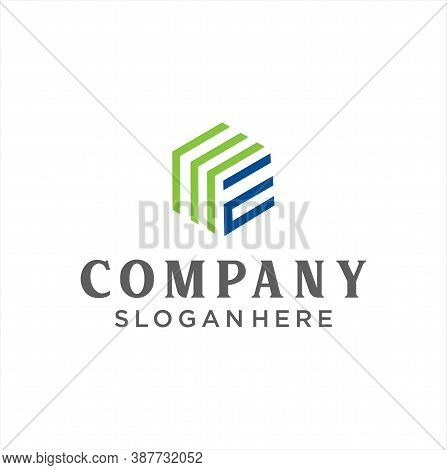 Hexagon Letter M E Logo Design Vector Stock. Monogram Cube Alphabet Initial E M Logo Design Business
