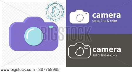 Photo Camera Flat Icon. Line Snd Solid Icon