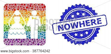 Bright Colorful Vector Wedding Couple Mosaic For Lgbt, And Nowhere Unclean Rosette Stamp Seal. Blue 