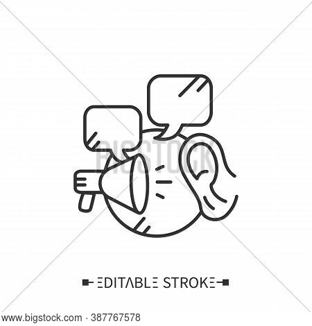 Listening Line Icon. Listening Comprehension, Auding. Foreign Languages Learning Methods And Transla