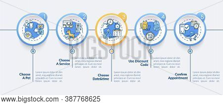 Grooming Salon Services App Vector Infographic Template. Adoption Center Presentation Design Element