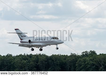 July 2, 2019, Moscow, Russia. Airplane Raytheon Hawker 750 Netjets Europe Airline At Vnukovo Airport