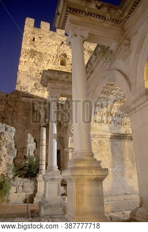 Adrian Gates Of Old Town At Night Kaleichi Antalya Turkey 24 September 2019