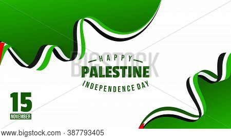 Happy Palestine Independence Day Background Design With Palestine Flag Banner