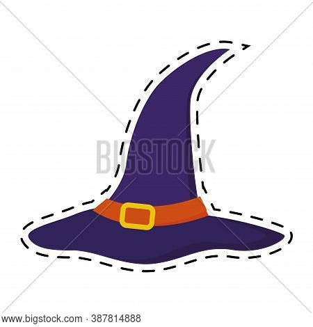 Isolated Hat Witcher Halloween October Scary Icon Sticker- Vector