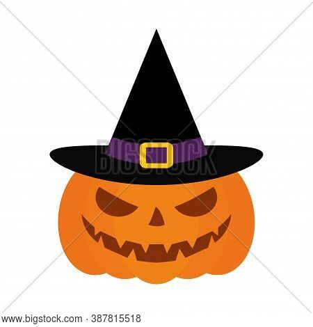 Isolated Pumpkin Witcher Halloween October Scary Icon- Vector