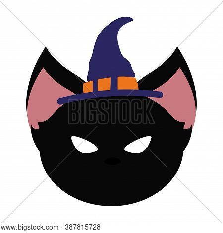 Isolated Cat Hat Witcher Halloween October Scary Icon- Vector