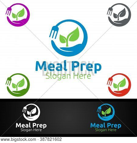 Meal Prep Healthy Food Logo For Restaurant, Cafe Or Online Catering Delivery