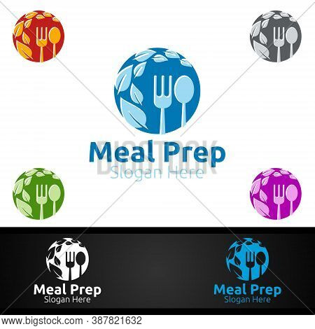 Meal Prep Healthy Food Logo For Restaurant, Cafe Or Online Catering Delivery