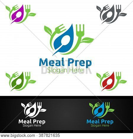 Meal Prep Healthy Food Logo For Restaurant, Cafe Or Online Catering Delivery