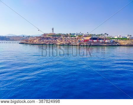 Sharm El Sheikh, Egypt - September 9, 2020: The View From Sea Of Hotel Jaz Fanara Resort 4 At Sharm 