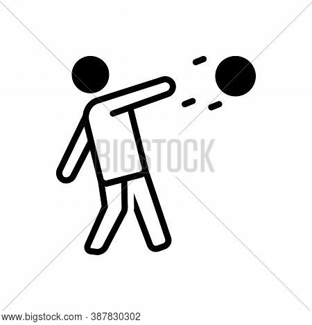 Black Solid Icon For Throw Player Action Jump Leisure Shot-put Discus-throw Sport Game Championship 
