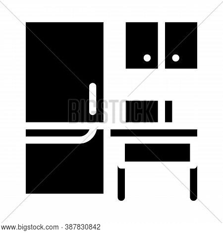 Coworking Litchen Furniture Glyph Icon Vector Illustration