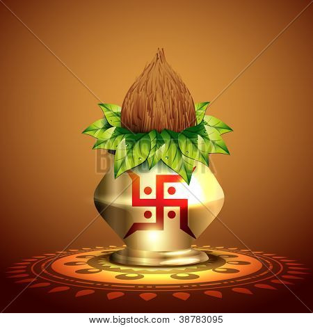 vektorové pooja kalash návrh ilustrace