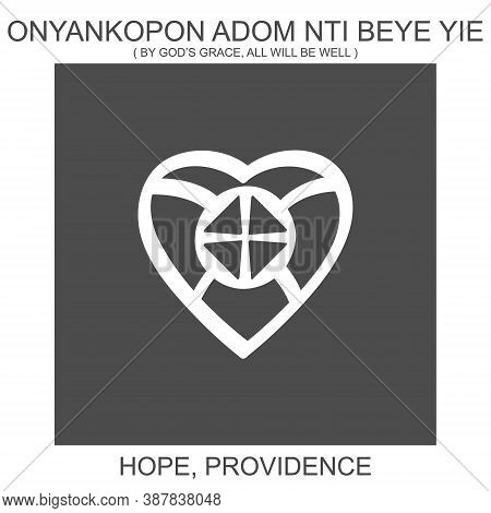 Vector Icon With African Adinkra Symbol Onyankopon Adom Nti Beye Yie. Symbol Of Hope And Providence