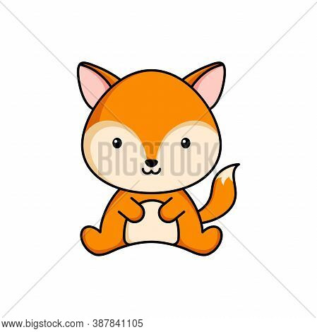 Cute Business Fox Icon On White Background. Mascot Cartoon Animal Character Design Of Album, Scrapbo
