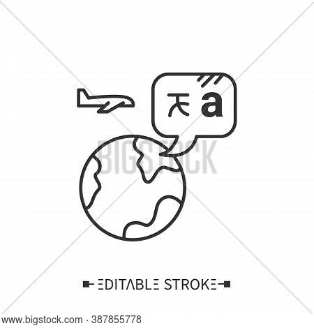 Language Travel Line Icon. Spoken Phrases Learning.foreign Languages Learning Methods And Translatio
