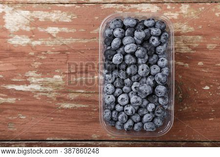 Blueberry Antioxidant Organic Superfood In A Plastic Container Concept For Healthy Eating And Nutrit