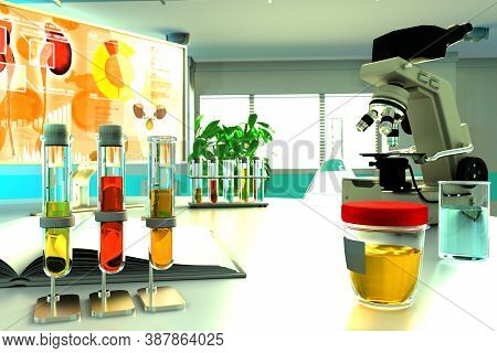 Urine Sample Test For Hemoglobin And Myoglobin Or Crystalline Uric Acid - Laboratory Test Tubes In P