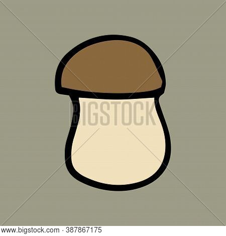 Color Hand Drawn Doodle Mushroom Icon. Doodle Style Graphic Elements