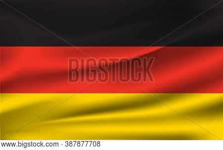 Realistic Waving Flag Of The Germany. Fabric Textured Flowing Flag,vector Eps10.