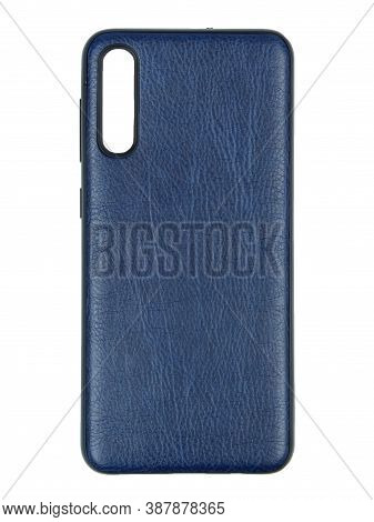 Moscow, Russia - February 22, 2020: Dark Blue Smartphone On A White Background In A Transparent Case