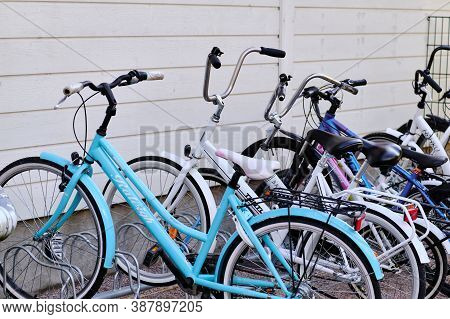 The Bikes On The School Bike Parking