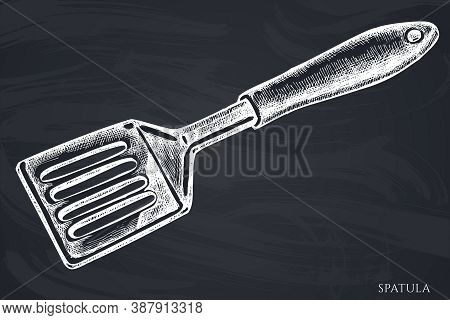 Vector Set Of Hand Drawn Chalk Spatula Stock Illustration