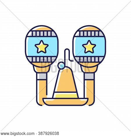 Latin Music Rgb Color Icon. National Mexican Instruments. Sombrero Event. Maracases With Stars. Fast