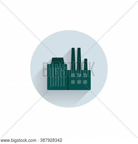 Factory Colorful Flat Icon With Shadow. Pollution Icon