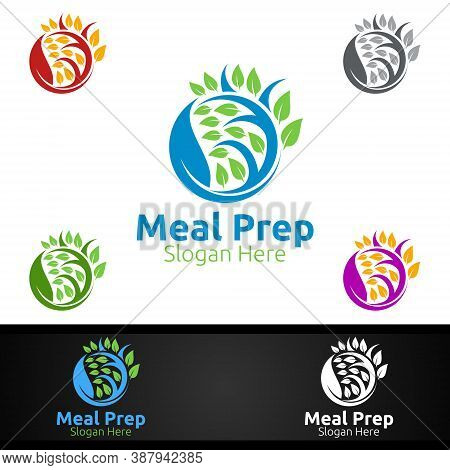 Tree Meal Prep Healthy Food Logo For Restaurant, Cafe Or Online Catering Delivery