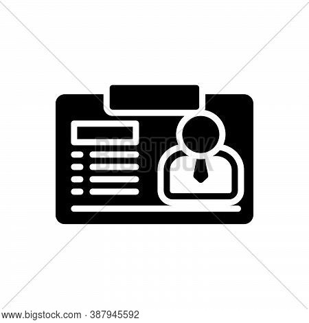 Black Solid Icon For Profile Portrait Sketch User Person Admin Resume Document Id Application Summar