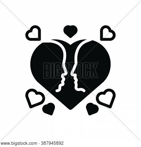 Black Solid Icon For Lover Couple-in-love Heart Couple Love Relationship Romantic Velentine Engageme