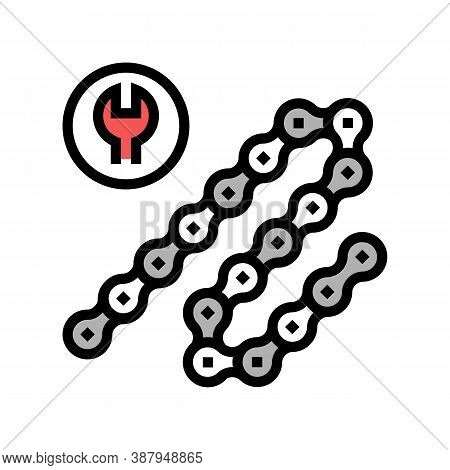 Bicycle Chane Repair And Shortening Color Icon Vector. Bicycle Chane Repair And Shortening Sign. Iso