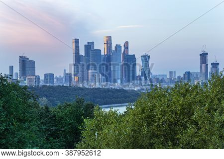 View Of The City And Skyscrapers Moscow City From Sparrow Hills Or Vorobyovy Gory Observation Platfo