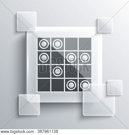 Grey Board Game Of Checkers Icon Isolated On Grey Background. Ancient Intellectual Board Game. Chess