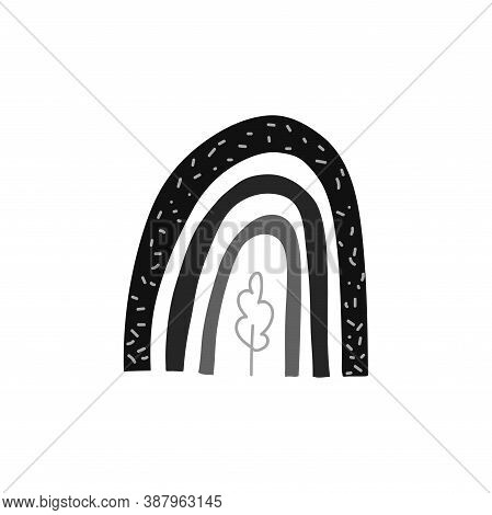 Hand Drawing Rainbow Stylized Stars On The Sky. Abstract Rainbow Close-up Inside A Tree. Vector Stoc