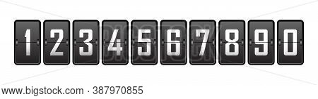 Set Of Numbers From 1 To 0 On The Cells Of The Mechanical Tableau. Vector Illustration